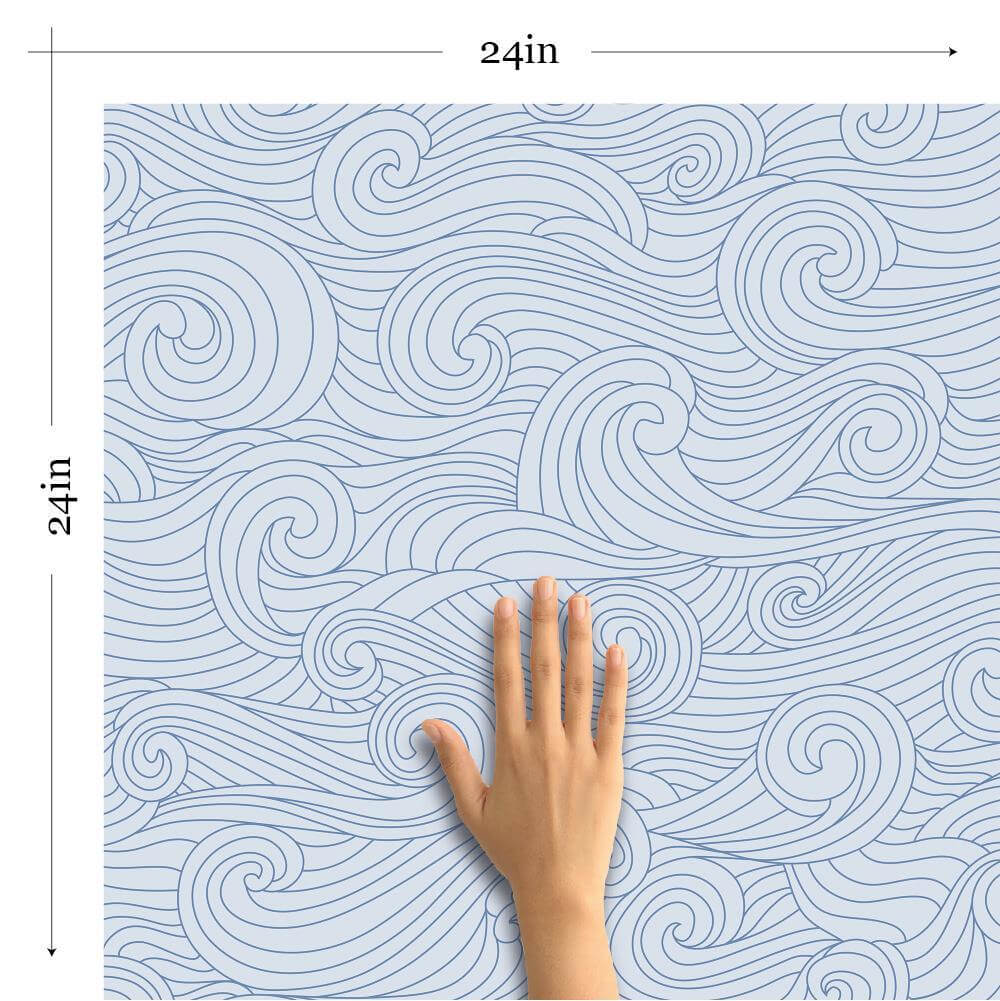 Blue Nautical Peel and Stick Removable Wallpaper - Self-Adhesive Decorative Wall Mural for Bedroom, Nursery, Living Room & Office Decor