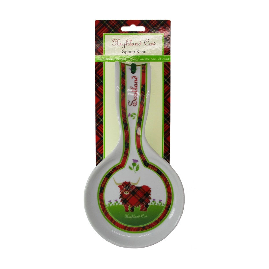 Highland Cow Spoon Rest - Cute Scottish Themed Ceramic Spoon Holder for Kitchen Decor, Perfect for Soup, Coffee, and Tea Spoons - Great Gift for Cow Lovers & Scotland Fans