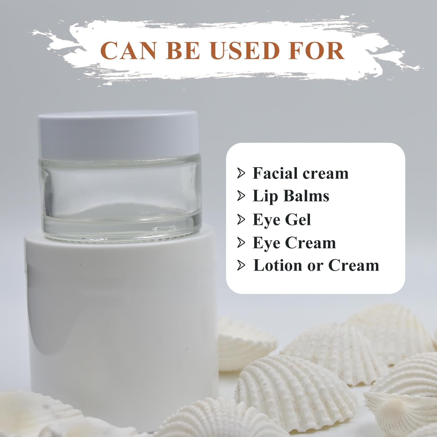 50ml Clear Round Empty Glass Cosmetic Jars with White Cap & Lid - Perfect for Creams, Balms, Face Scrubs & Body Lotions | Leak-Proof Travel-Friendly Containers for Skincare & DIY Beauty Products