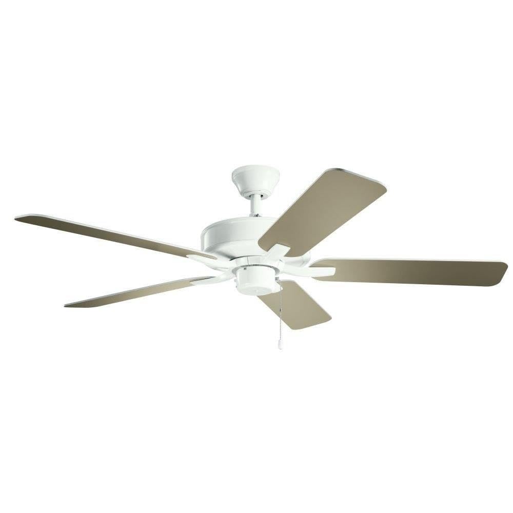 Kichler 52 Inch White Ceiling Fan with Remote Control - Energy Efficient Indoor Cooling for Living Room, Bedroom & Office