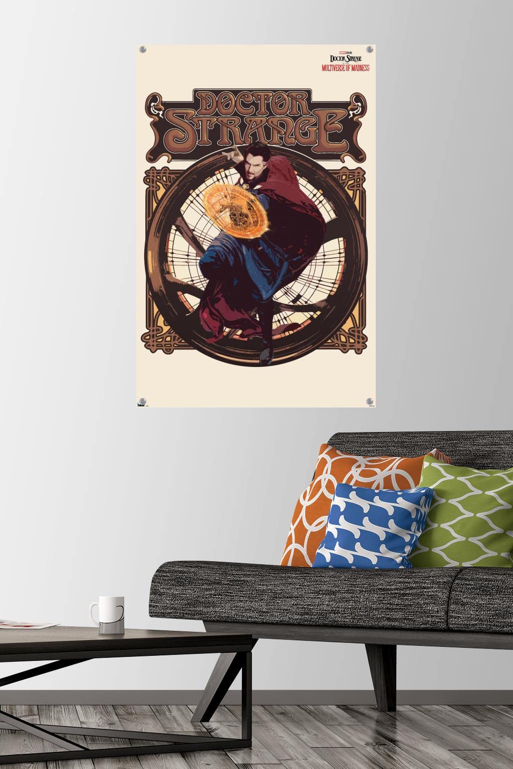 Marvel Doctor Strange in the Multiverse of Madness Wall Poster - 22.37x34 Inch Premium Solo Movie Poster with Push Pins - Perfect for Bedroom, Game Room & Home Theater Decor