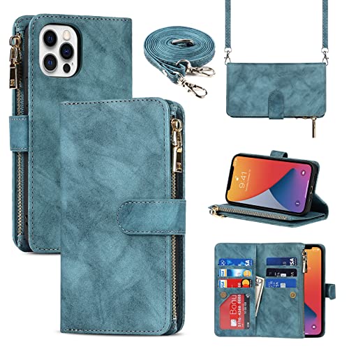 9 Card Slots Lanyard Blue