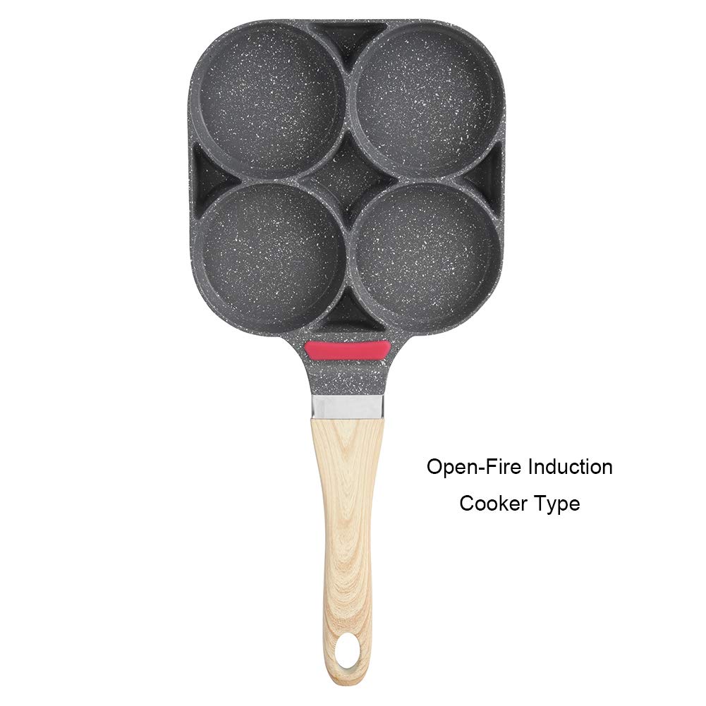 Non-Stick Aluminum Breakfast Skillet with Multiple Compartments - Perfect for Eggs, Pancakes, Burgers & More | Durable Handle for Easy Cooking | Ideal for Kitchen, Camping & Outdoor Use