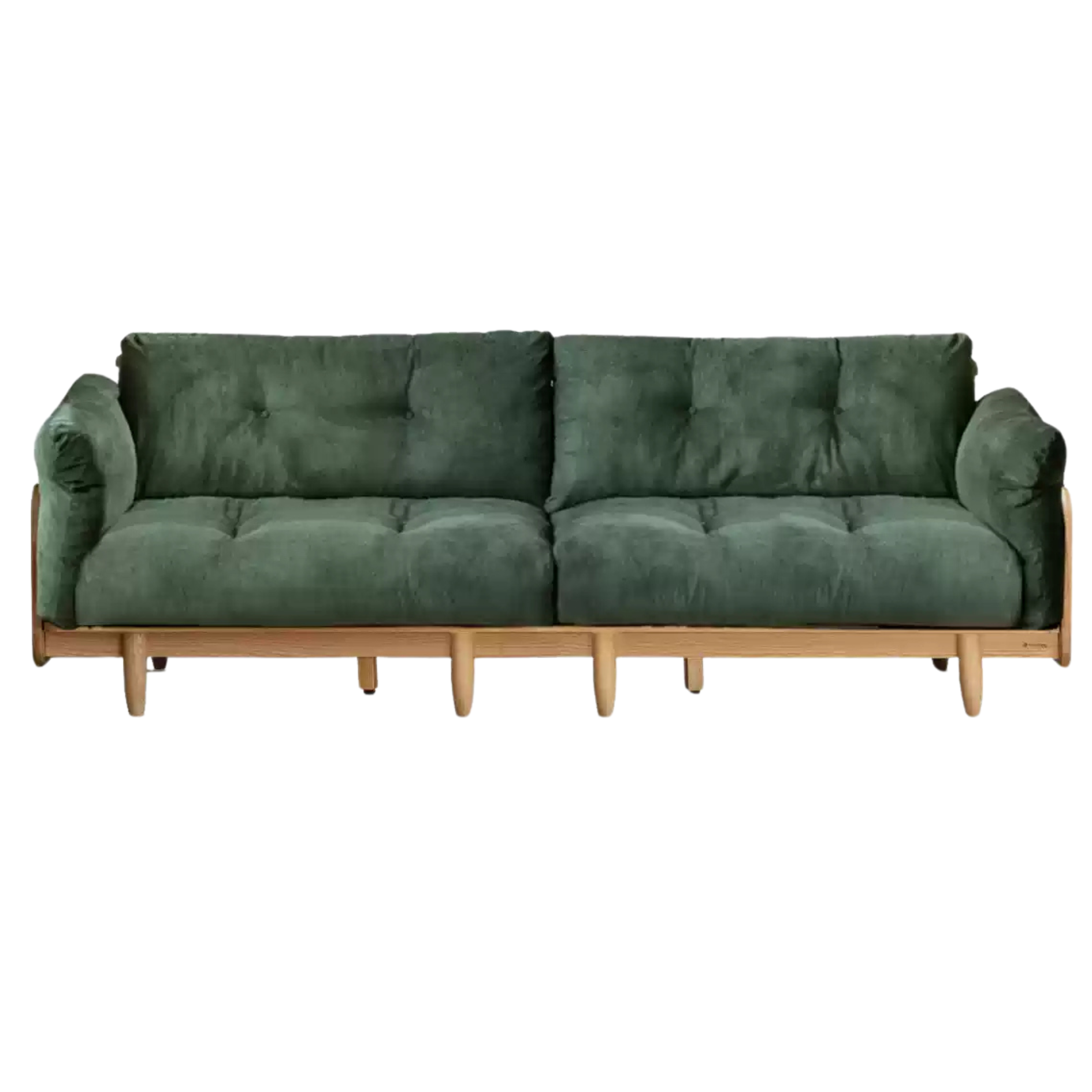 Premium Oak Solid Wood Genuine Leather Fabric Sofa - Modern Living Room Furniture for Home & Office - Comfortable Seating for Relaxation & Entertainment
