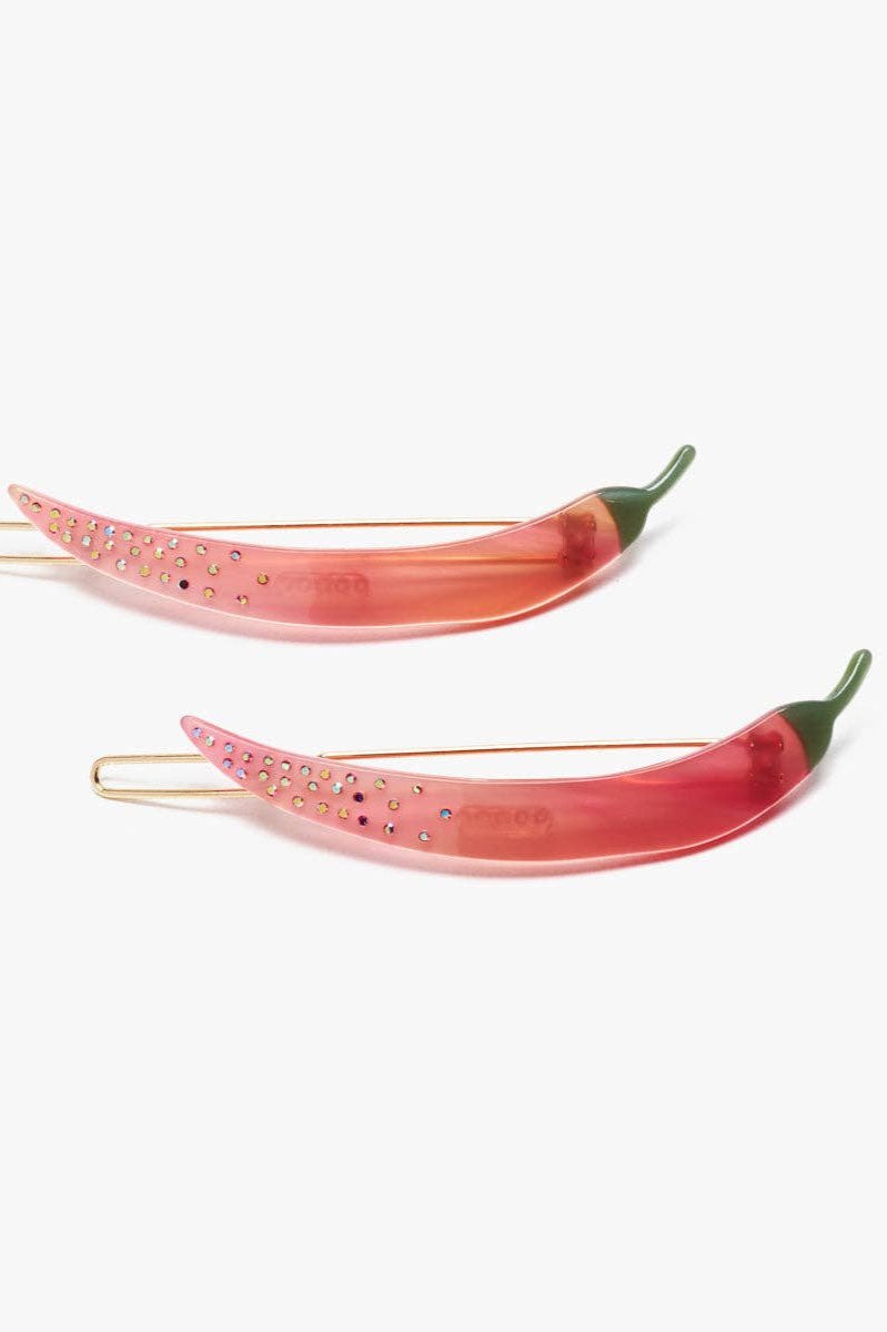 Thai Chili Pepper Barrette Set of 2 - Spicy Hair Clips for Women, Girls | Perfect for Parties, Weddings & Everyday Style