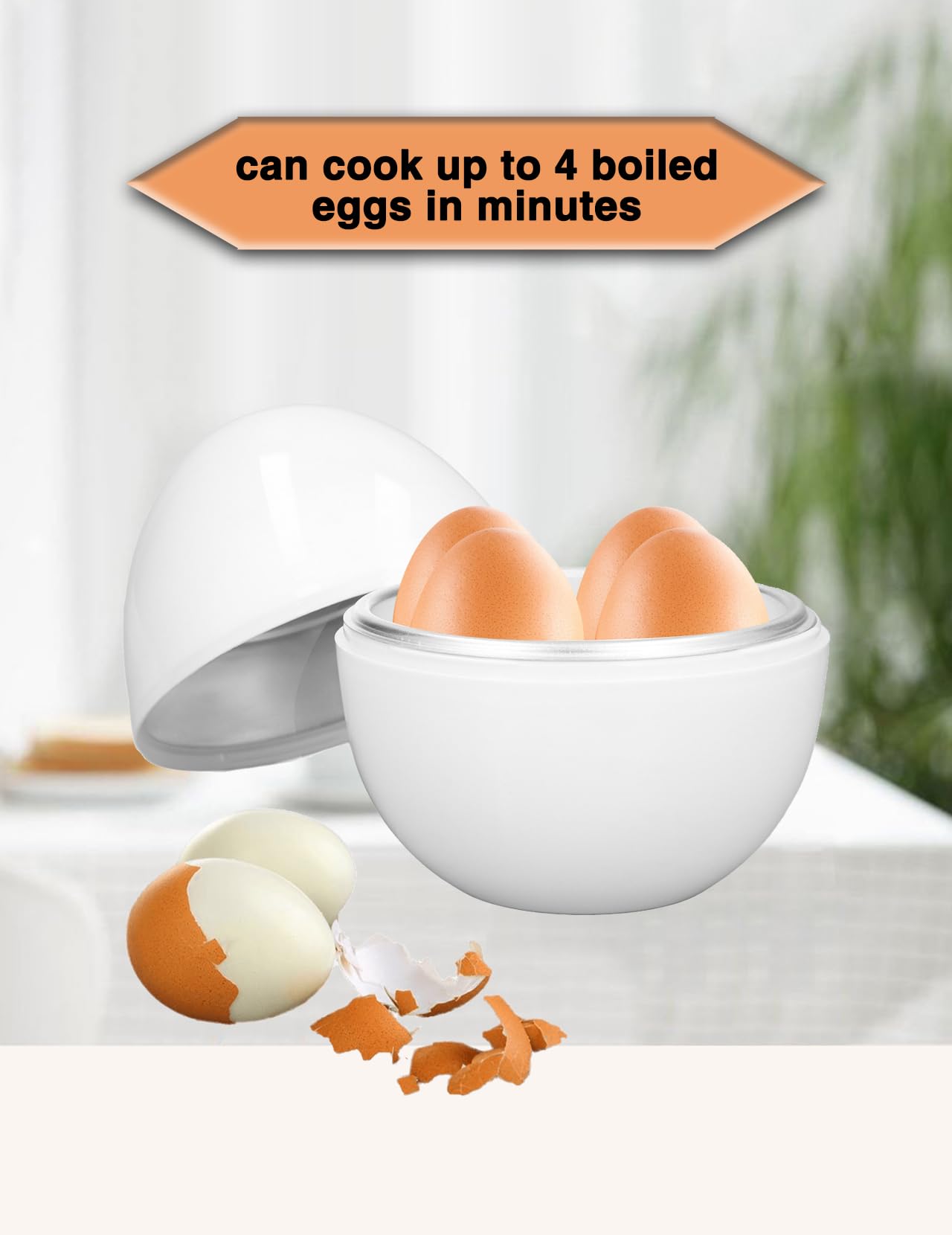 Microwave Egg Cooker - 4 Eggs Capacity, Durable ABS Hard Boiled Egg Maker for Perfect Eggs in Minutes | Ideal for Breakfast, Meal Prep & Keto Diet
