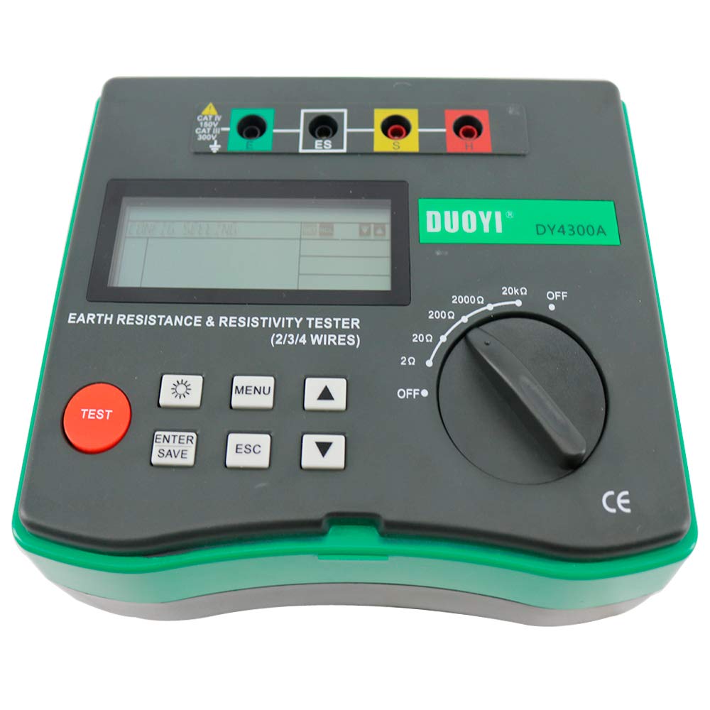 DY4300A 4-Terminal Digital Multimeter - Professional Earth Ground Resistance & Soil Resistivity Tester for Electrical Testing | Perfect for Electricians, Engineers & DIY Home Projects