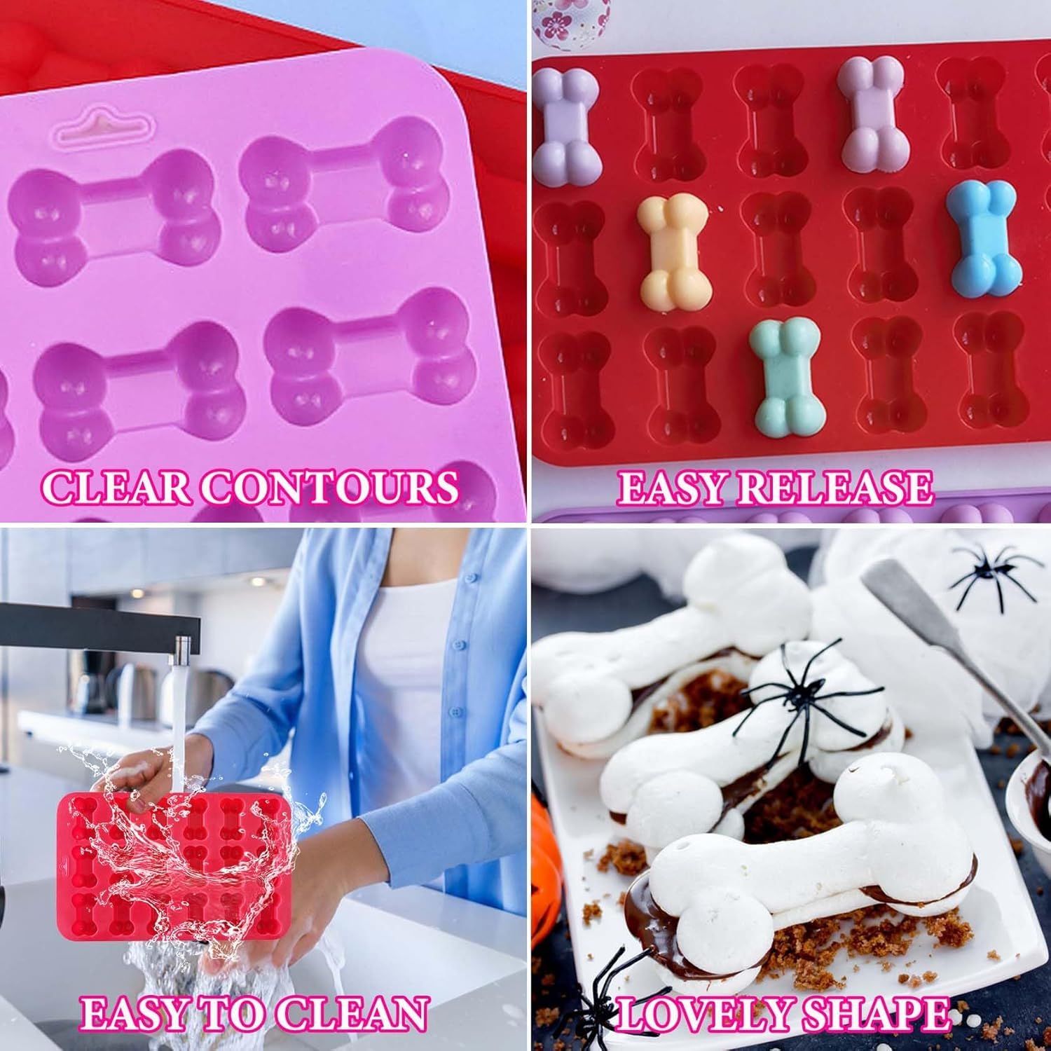 Skytail 18 Cavity Puppy Bone Silicone Mold for Baking - Chocolate, Candy, Frozen Dog Treats, Jelly, Cupcake, Muffin, Ice Cube, Pet Food, Cookies - Perfect for Dog Birthday Parties & Homemade Pet Snacks