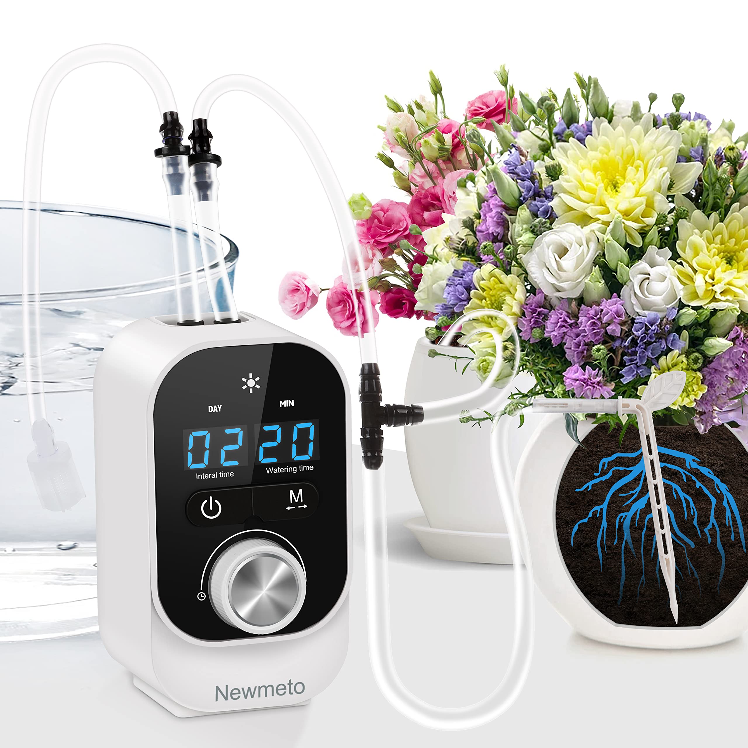 Automatic Drip Irrigation System for Potted Plants - Self Watering Kit with 30-Day Digital Timer & Power Pump - Indoor Plant Watering Solution for Home, Office & Vacation Use