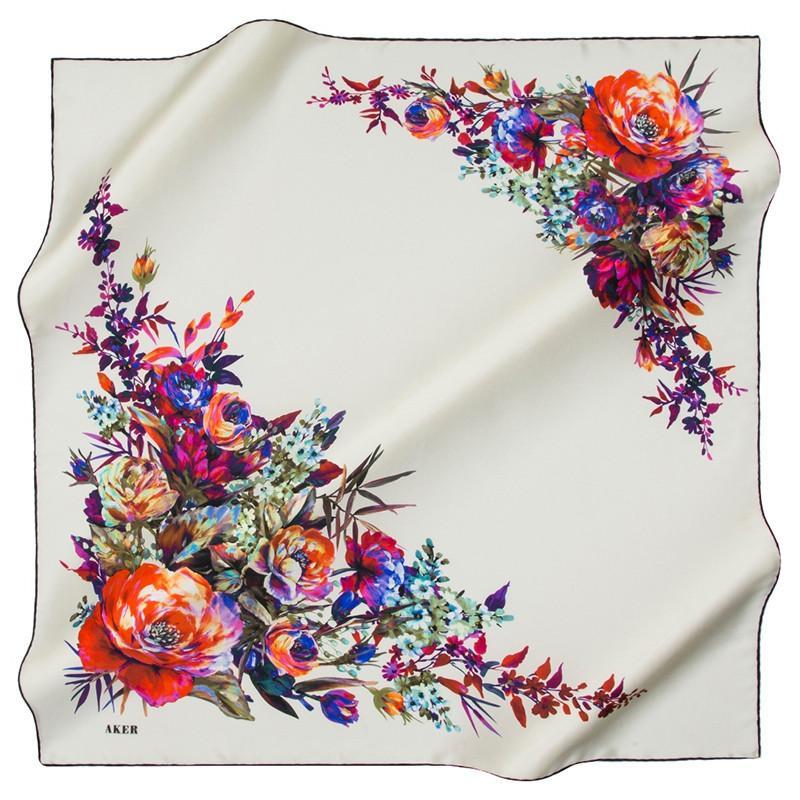Premium Turkish Silk Scarf - Aker Naaise No.12 Luxury Womens Fashion Accessory for Elegant Outfits, Parties & Gift Giving