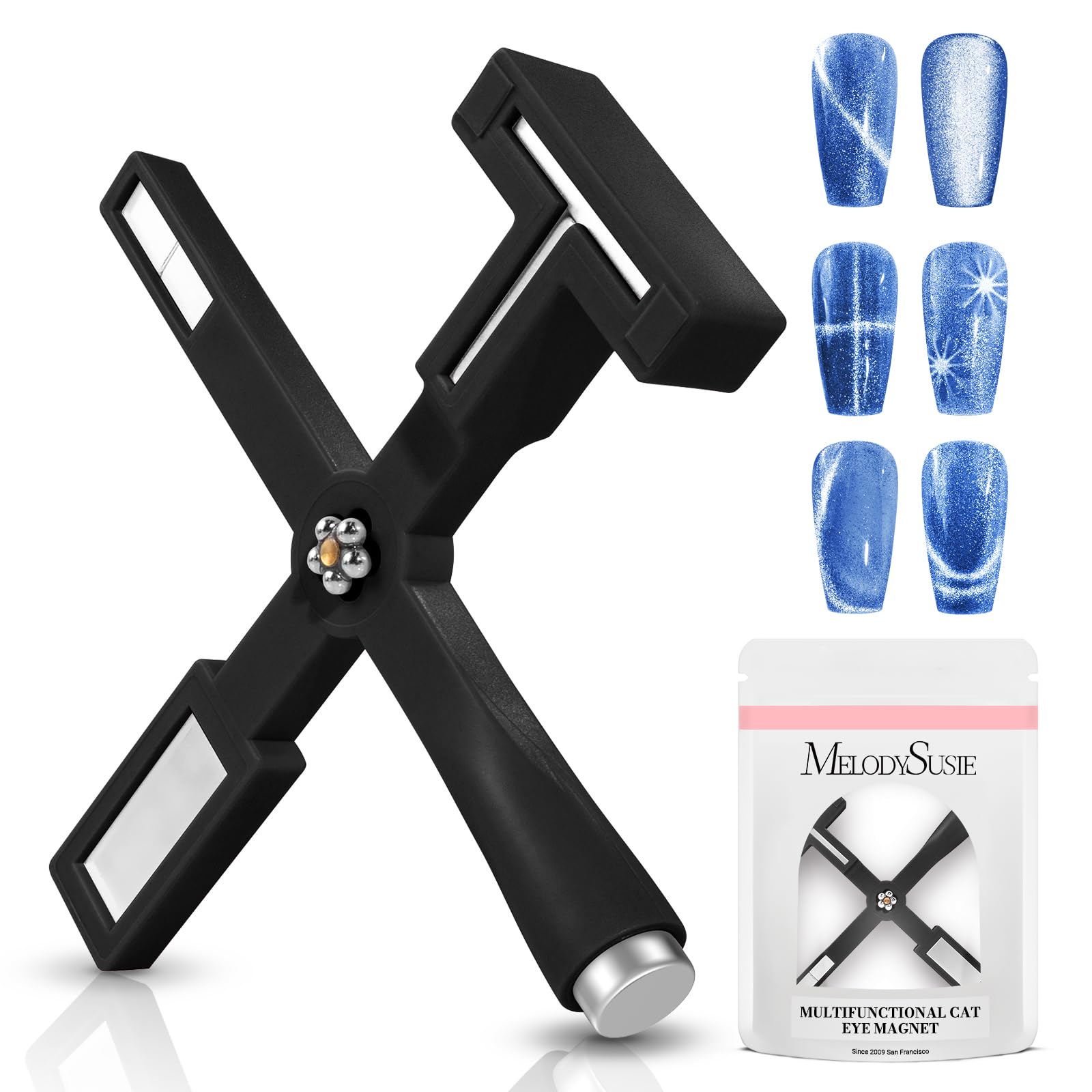 MelodySusie 5-in-1 Nail Magnet - Professional Cat Eye Gel Polish Magnet for Nail Art Designs, Strong Magnetic Nail Polish Tool for Salon & Home Manicures - Perfect for DIY Nails, Gel Polish Application & Nail Art Creations
