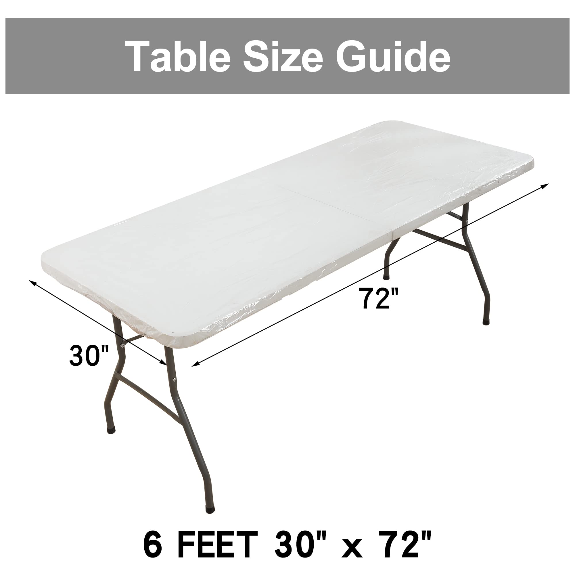 Smiry Waterproof Elastic Fitted Picnic Tablecloth - 30x72 Inch Clear Vinyl Table Cover for 6 Foot Tables | Durable & Wipeable for Camping, Indoor & Outdoor Use | Perfect for BBQs, Picnics & Parties