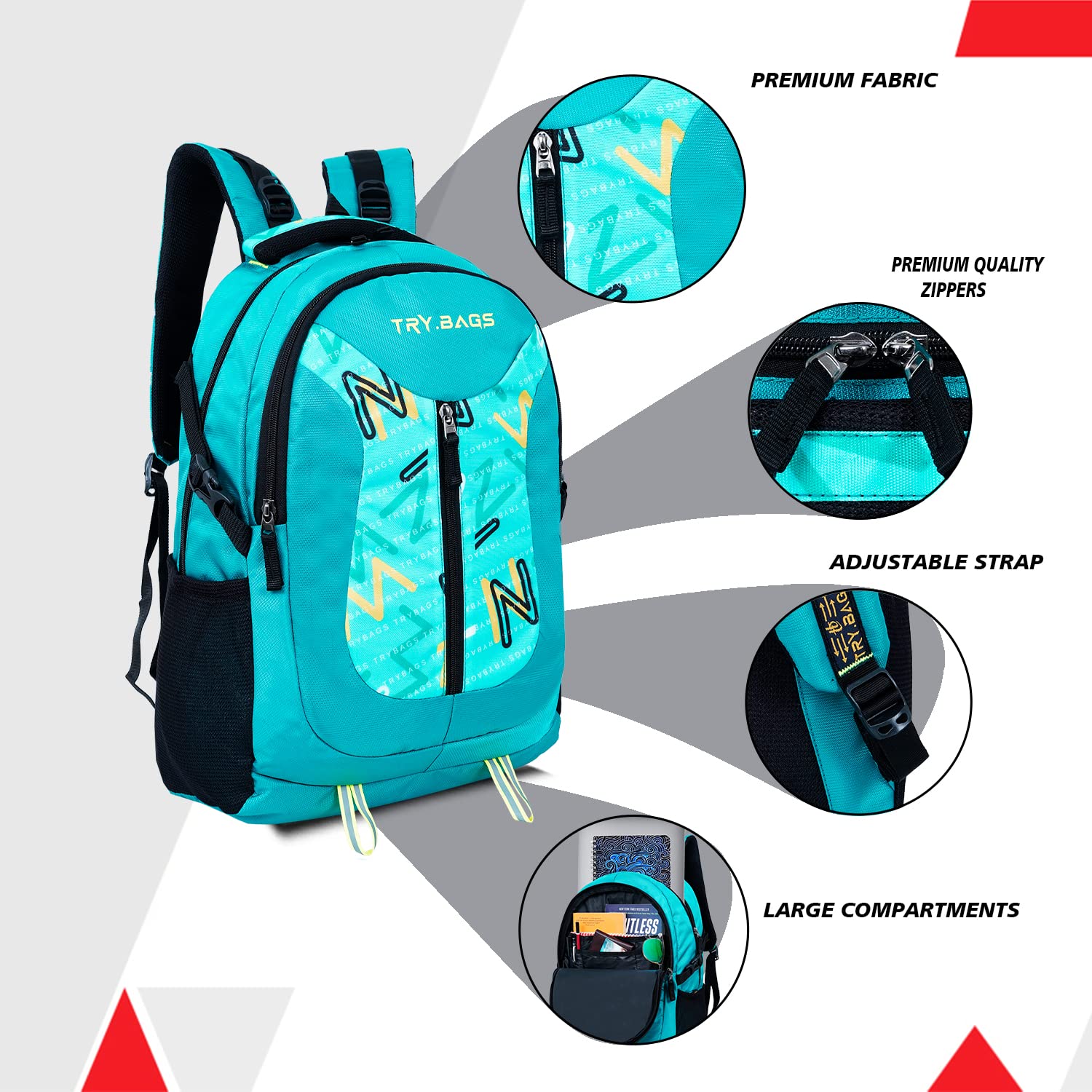 TRYBAGS Fury 28L Casual Laptop Backpack for Men & Women - Lightweight Water-Resistant College School Travel Backpack - Perfect for Work, Commuting & Outdoor Adventures