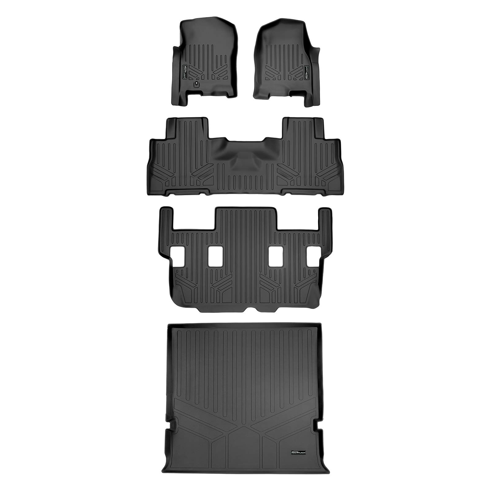 Premium SMARTLINER All-Weather Floor Mats & Cargo Liner Set - Black - Perfect Fit for 2007-2010 Ford Expedition/Lincoln Navigator with 2nd Row Bucket Seats (Excludes EL/L Models) - Heavy Duty Protection for Mud, Snow & Spills - Ideal for Family Road Trips & Outdoor Adventures