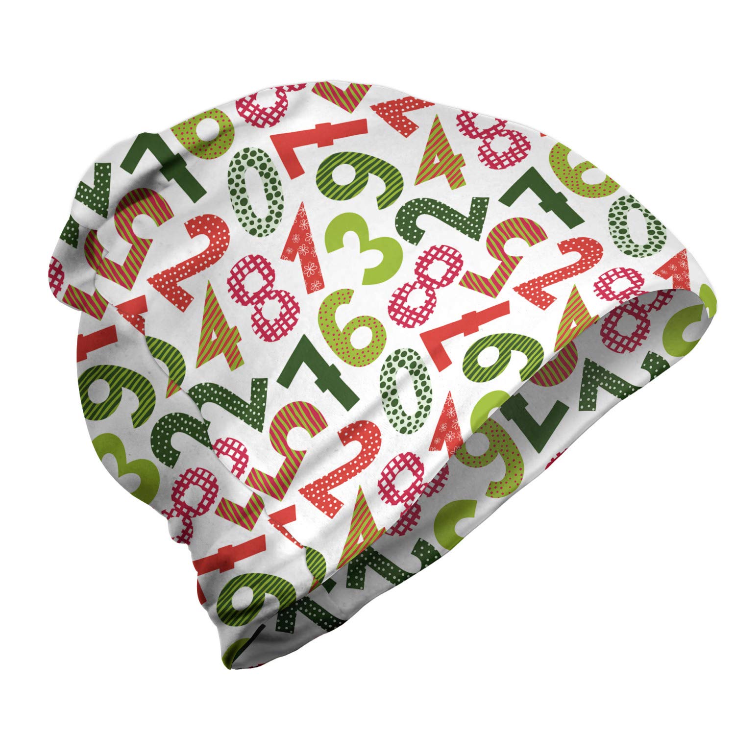 Ambesonne Unisex Beanie - Colorful Math Pattern Knit Hat for Men & Women | Warm Winter Beanie for Hiking, Skiing & Outdoor Activities