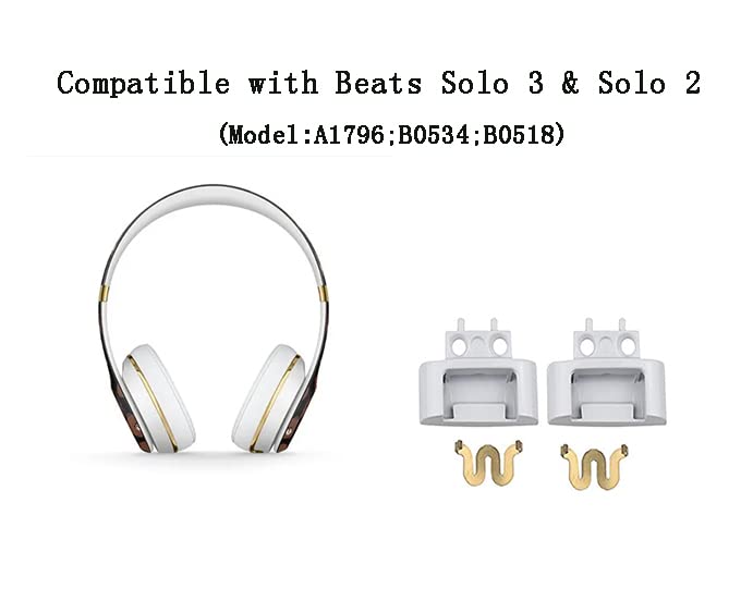 Beats Solo3 & Solo2 Wireless Headphone Replacement Headband Hinge Clip Cover + Pin Repair Kit (White) - Durable Accessories for Headphone Maintenance & DIY Fixes - Perfect for Home, Office & Travel Use