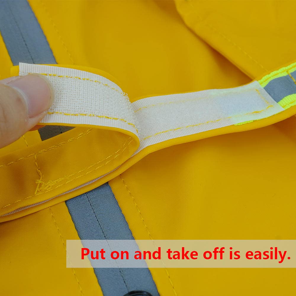Waterproof Reflective Dog Raincoat with Hood - 4XL Size for Medium to Large Dogs | Yellow Pet Rain Jacket for Outdoor Walks & Wet Weather Protection