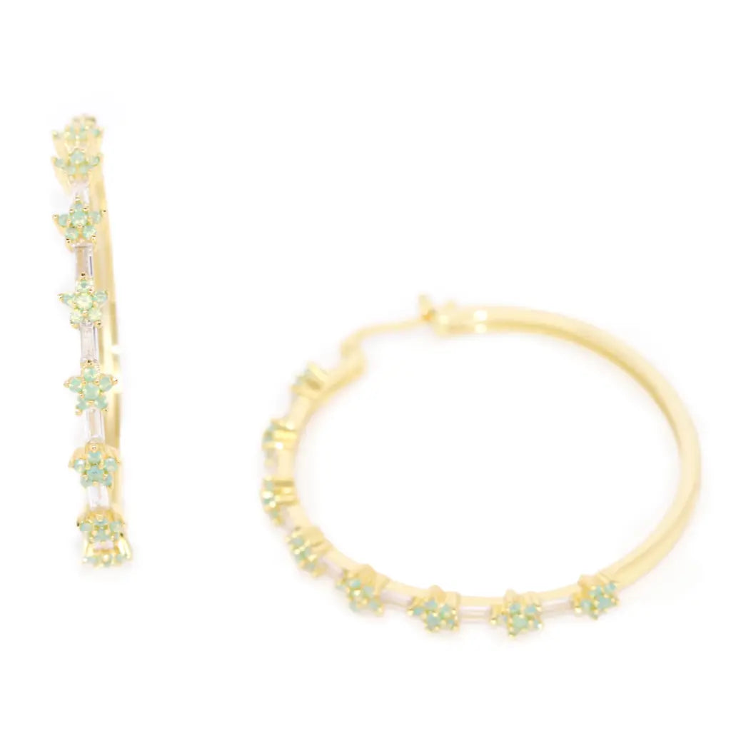 Chrysanta Green Hoop Earrings for Women - Trendy Dangle Drop Earrings for Party, Wedding & Everyday Wear