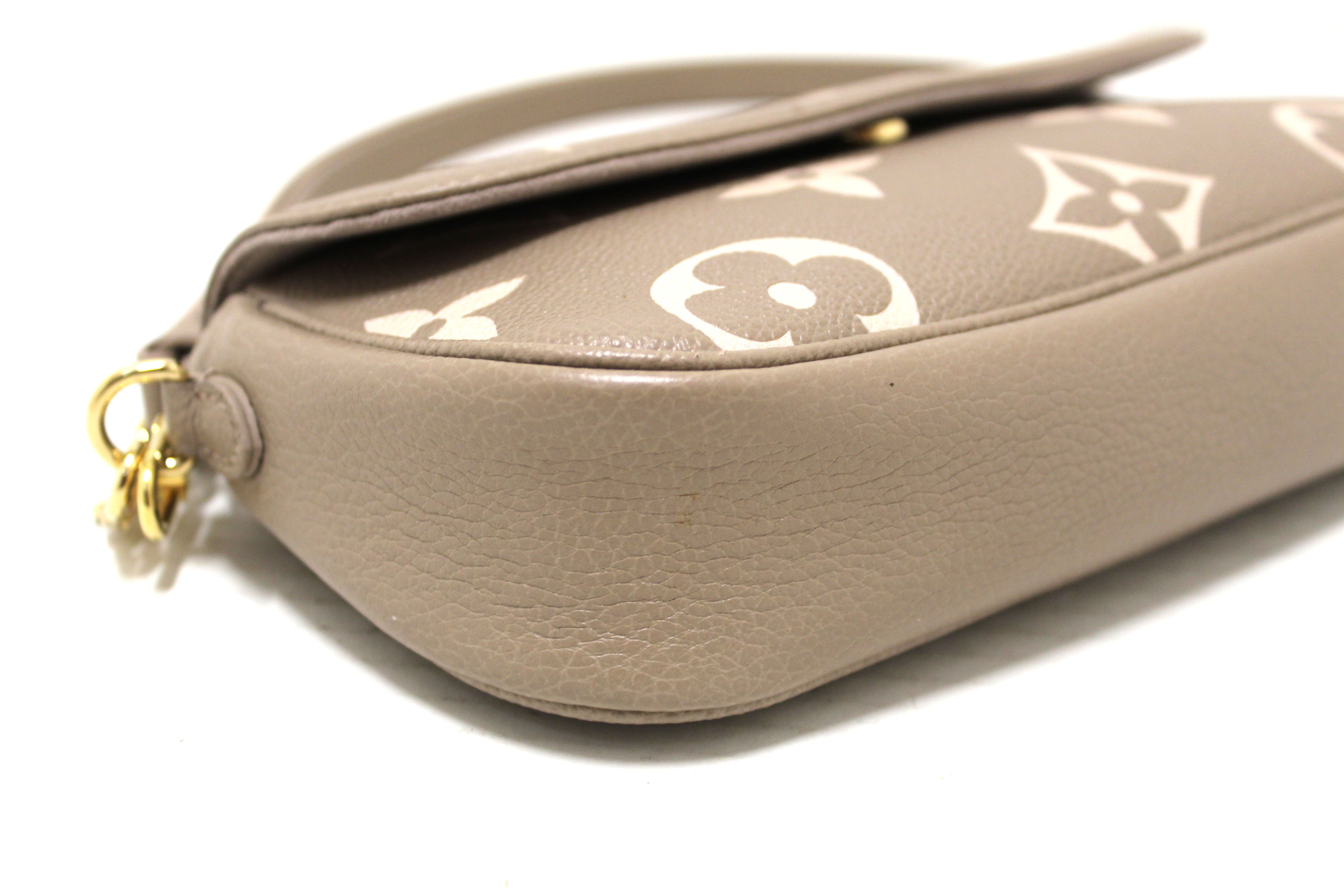 Authentic Louis Vuitton Grey & Cream Bicolor Monogram Empreinte Wallet on Chain Ivy Crossbody Bag - Perfect for Date Night & Evening Events