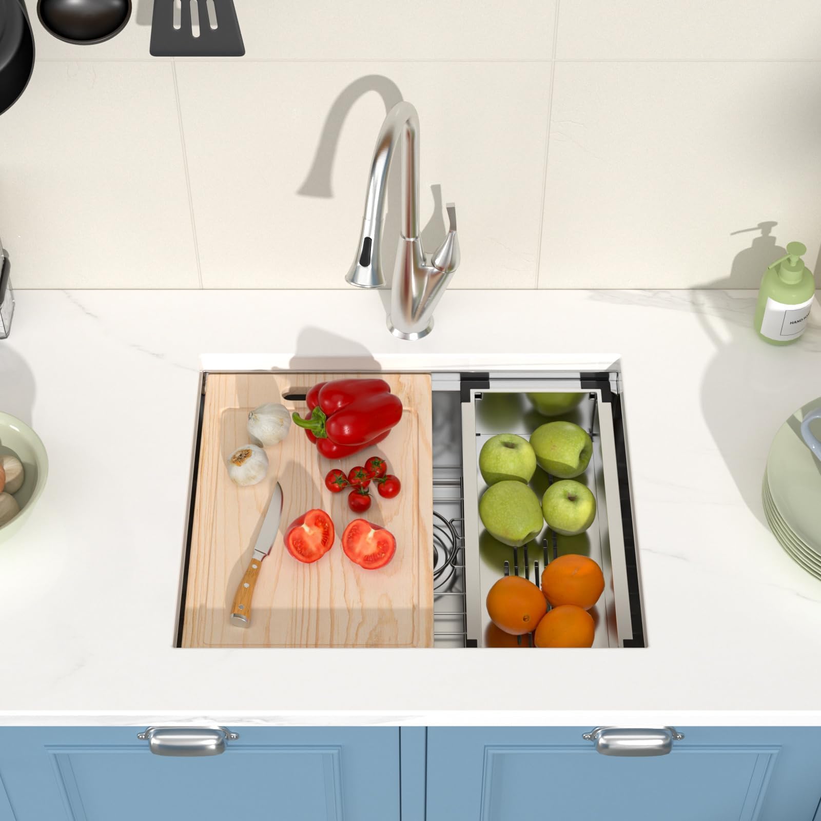 23x19 Inch Undermount Stainless Steel Single Bowl Kitchen Sink - Bar Prep Sink Basin for Home & Commercial Use - Perfect for Food Prep, Dishwashing & Bartending