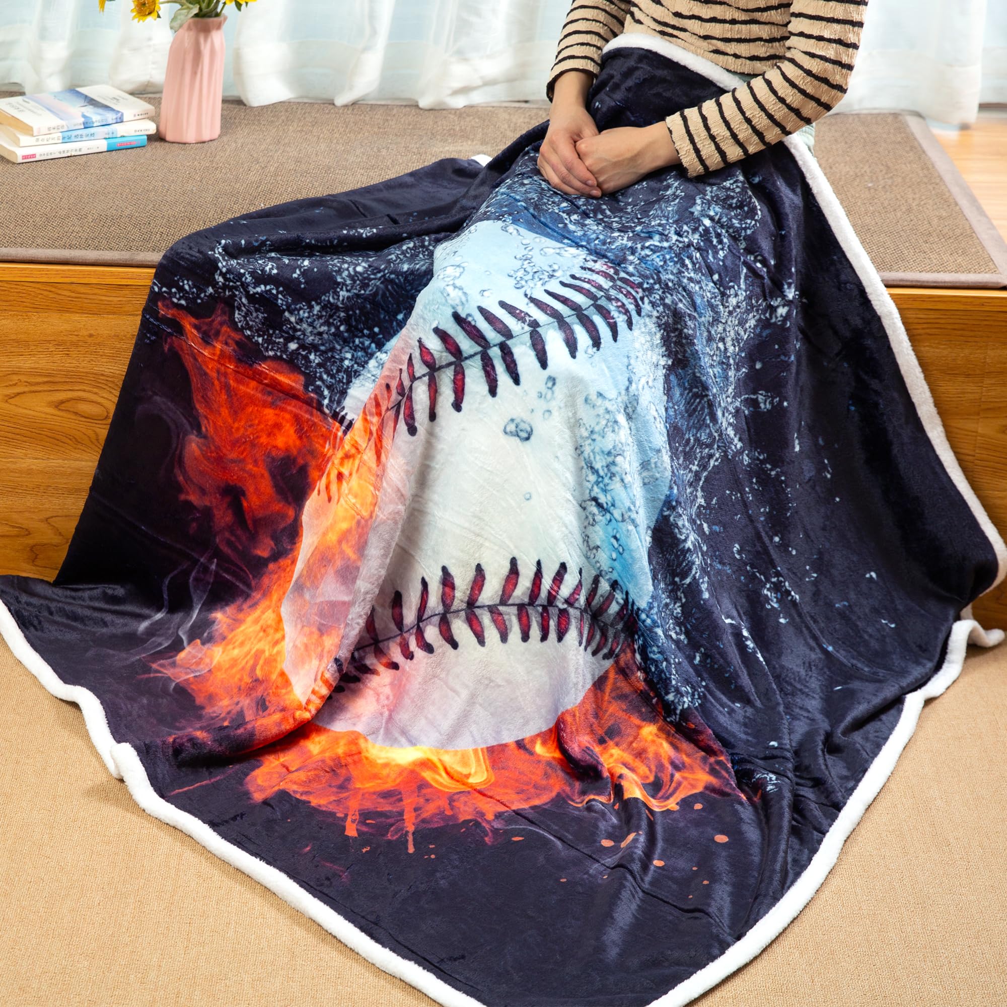 Premium Sviuse Baseball Fleece Throw Blanket - 50x60 Inch Soft Sports Blanket for Baseball Lovers, Perfect Gift for Boys & Adults - Great for Games, Camping & Cozy Home Use