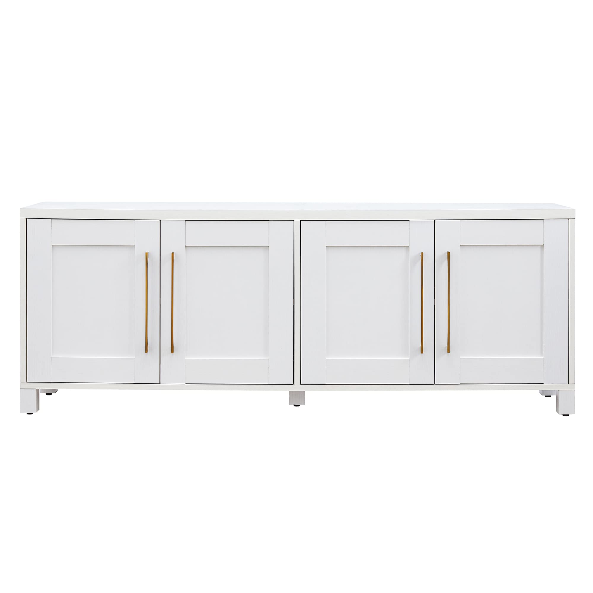 Henn&Hart 80 Inch White Rectangular TV Stand - Modern Entertainment Center for Living Room, Home Theater & Gaming Setup