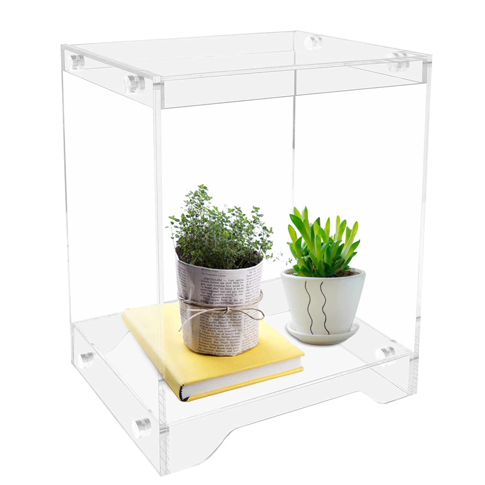 Modern Clear Acrylic Side Table - 2-Tier Decorative End Table & Nightstand for Living Room & Bedroom - Stylish Home Decor Display Shelf for Books, Plants & Decor Items