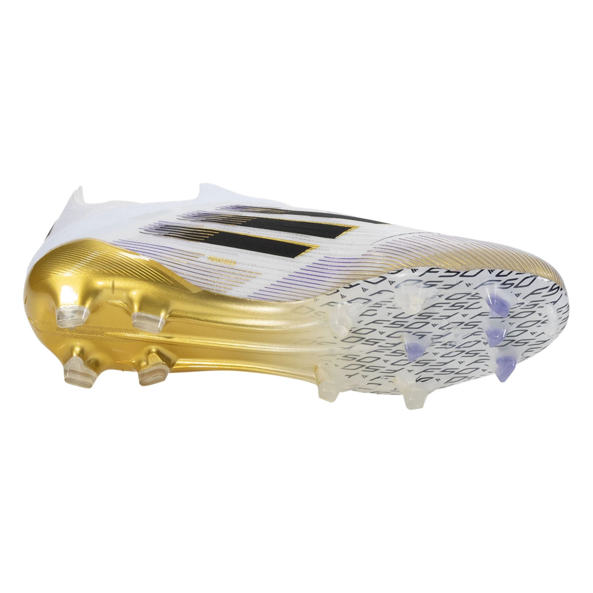 adidas F50 Elite Laceless Firm Ground Soccer Cleats for Men - White/Black/Metallic Gold - Lightweight Football Shoes for Professional Players & Training Sessions