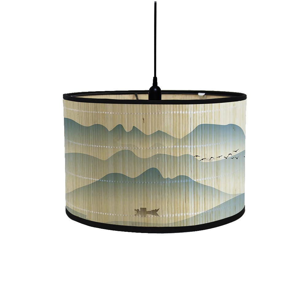 Handmade Bamboo Lamp Shade - Traditional Chinese Landscape Chandelier with Detachable Japanese-Style Shade for Floor & Table Lamps - Perfect for Living Room, Bedroom & Zen Decor