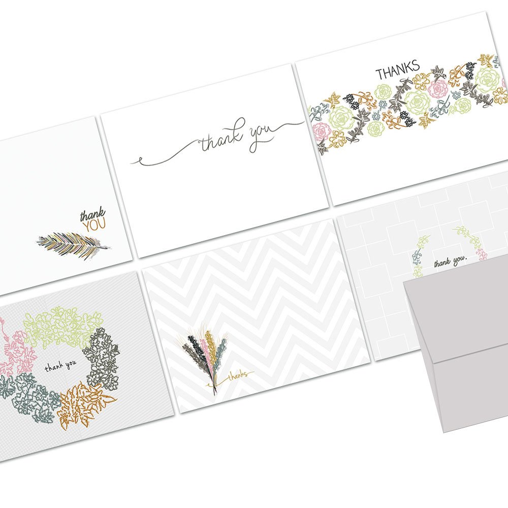 72 Pack Thank You Note Cards with Gray Envelopes | Embellished Blank Inside Greeting Cards | Glossy Finish for Birthdays, Weddings & Gifts | Perfect for Business Appreciation, Party Favors & Personal Thank You Notes