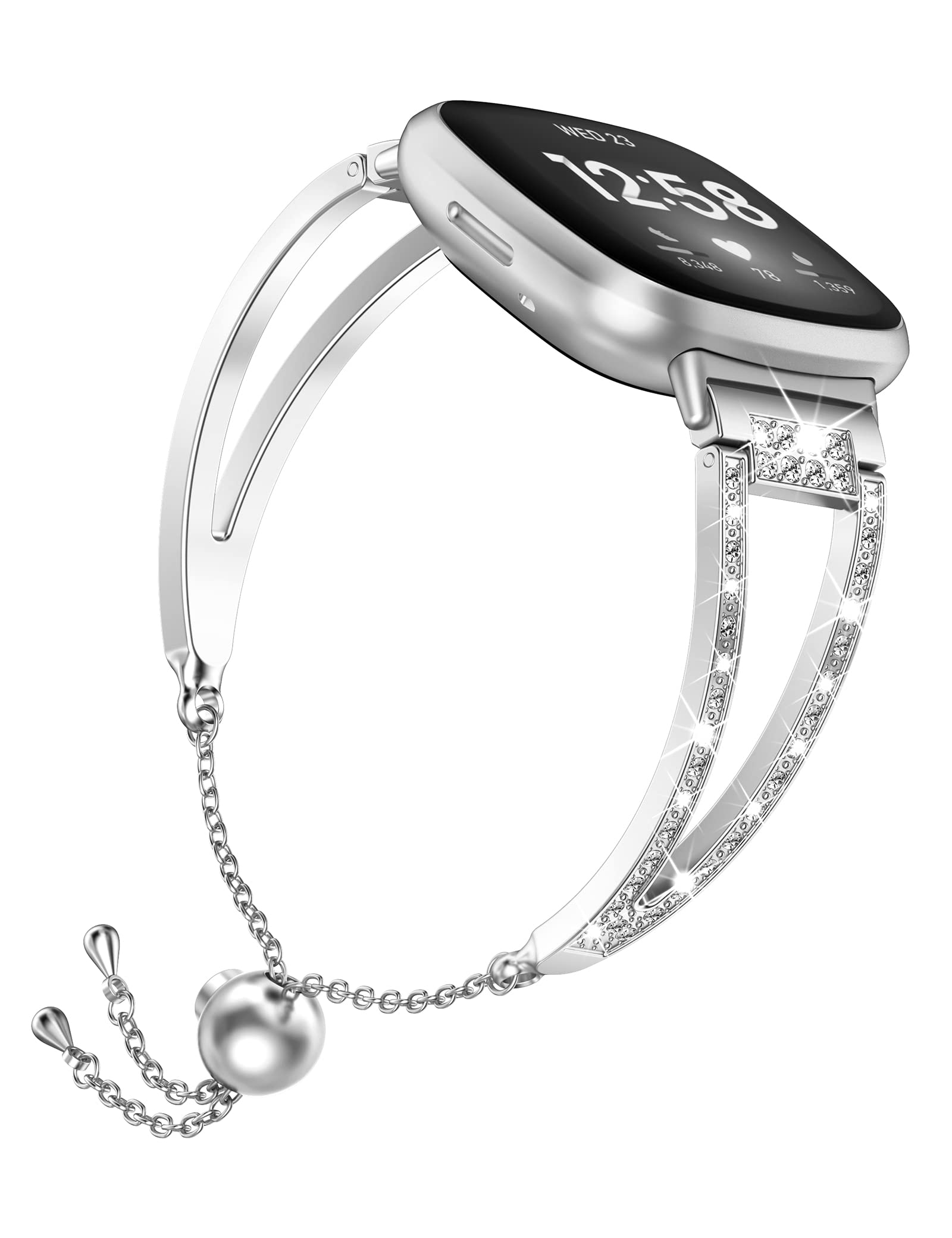 Premium Rhinestone Metal Replacement Bands for Fitbit Versa 3/4 & Sense/Sense 2 - Elegant Dressy Bracelet Strap Accessories for Women | Perfect for Work, Parties & Special Occasions