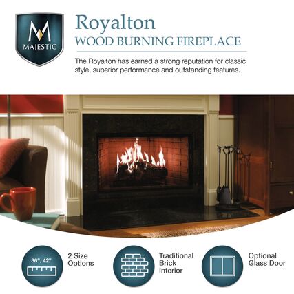 Majestic Royalton 42-Inch Wood Burning Fireplace - Classic Radiant Heater for Cozy Living Rooms & Winter Warmth | BE42 Model | Perfect for Home, Cabin & Patio Use