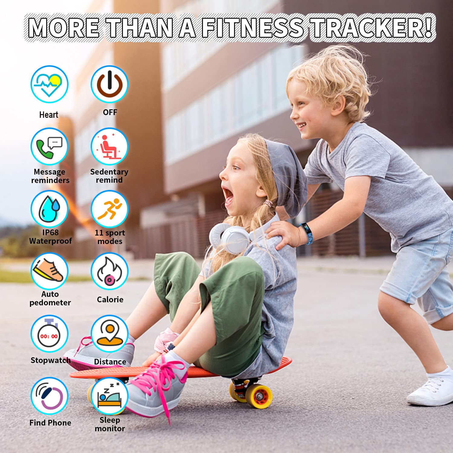 **Kids Fitness Tracker Smart Watch - IP68 Waterproof Activity Tracker with Pedometer, Stopwatch & 11 Sport Modes for Boys & Girls Ages 6-16 - Perfect for School, Sports & Outdoor Play**
