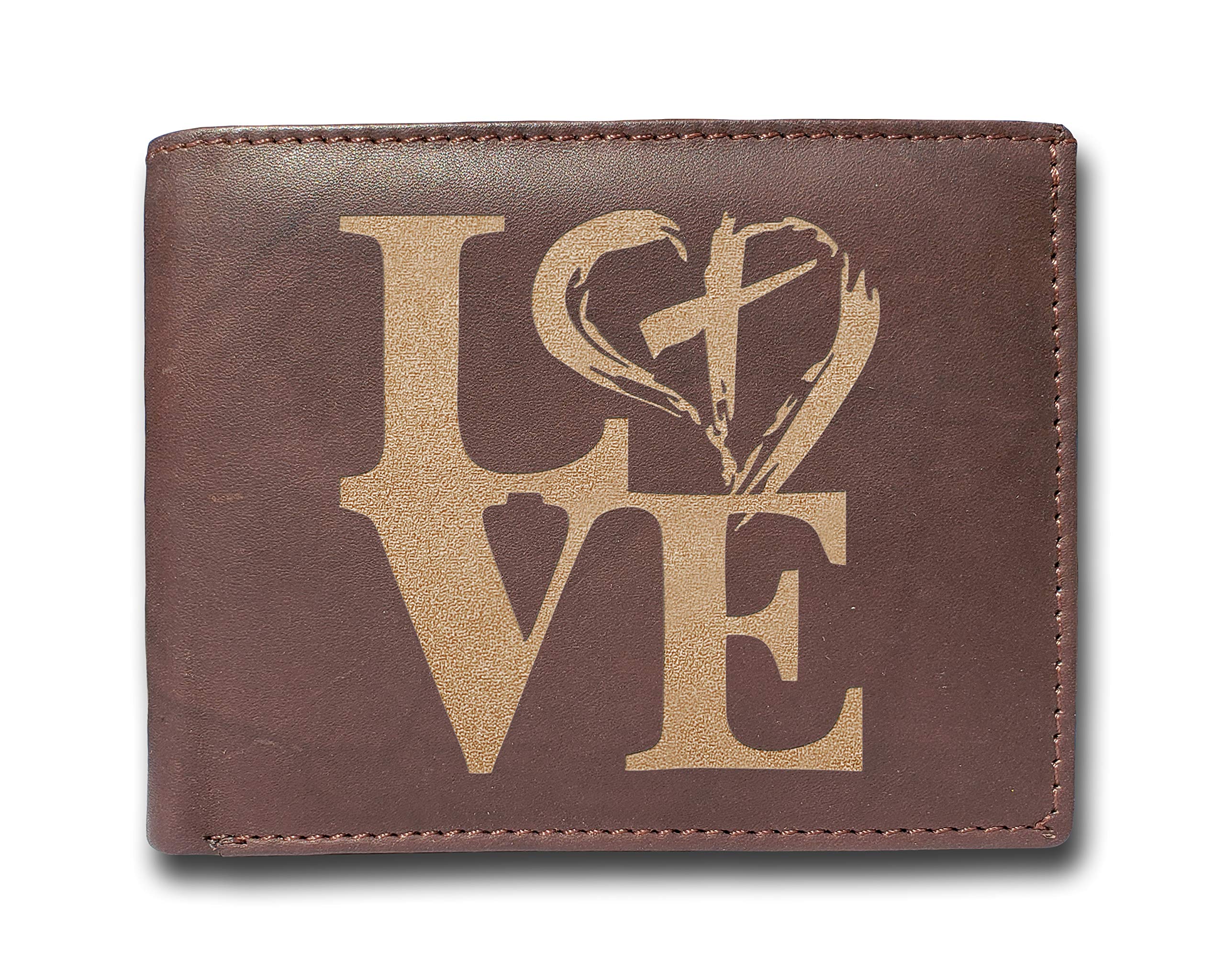 Christian Cross Laser Engraved RFID Blocking Leather Money Clip Wallet for Men - Minimalist Cowhide Front Pocket Wallet for Credit Cards & Cash - Perfect for Church, Travel and Everyday Carry