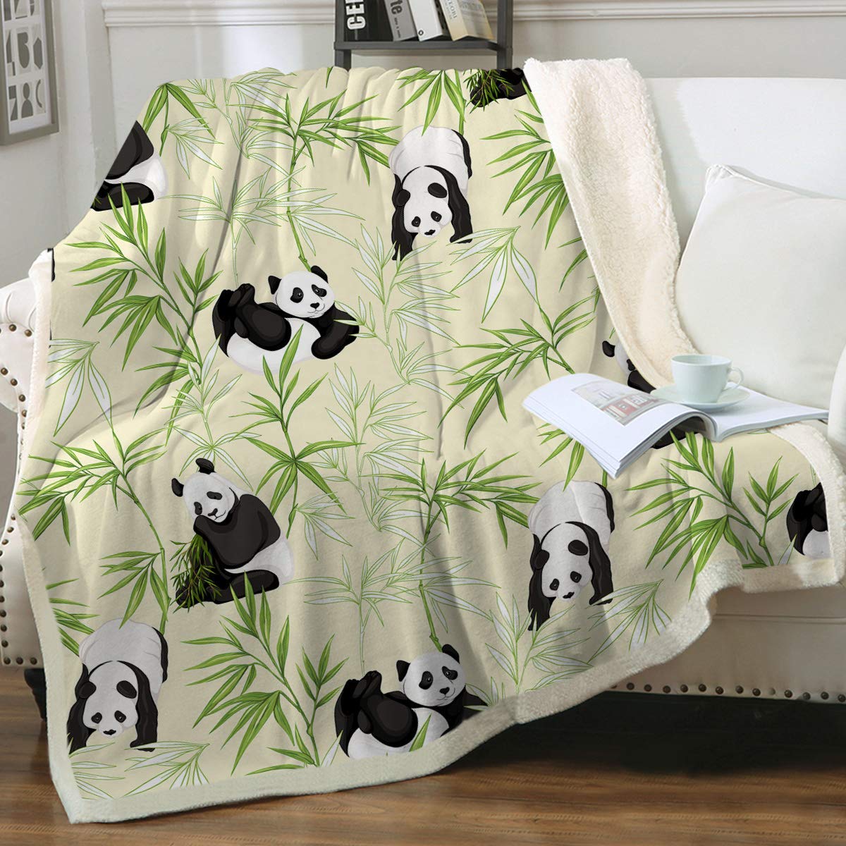 **Sleepwish Cute Rainbow Panda Unicorn Blanket - Soft Plush Sherpa Throw Blanket for Couch, Sofa, Bed, Office & Camping - King Size 108