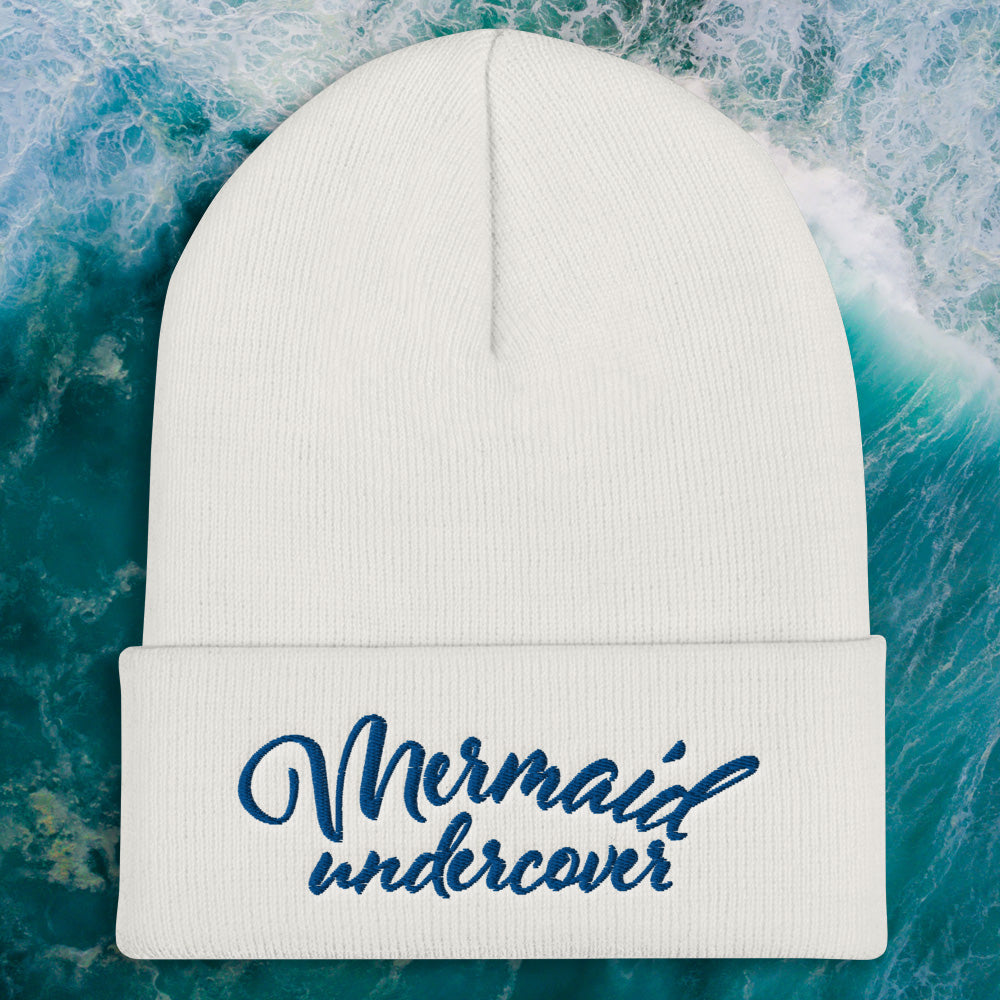 Mermaid and Mermen Embroidered Beanie Hat - Warm Winter Knit Cap with Unique Sea Creature Design - Perfect for Cosplay, Fantasy Lovers, and Cold Weather Fashion