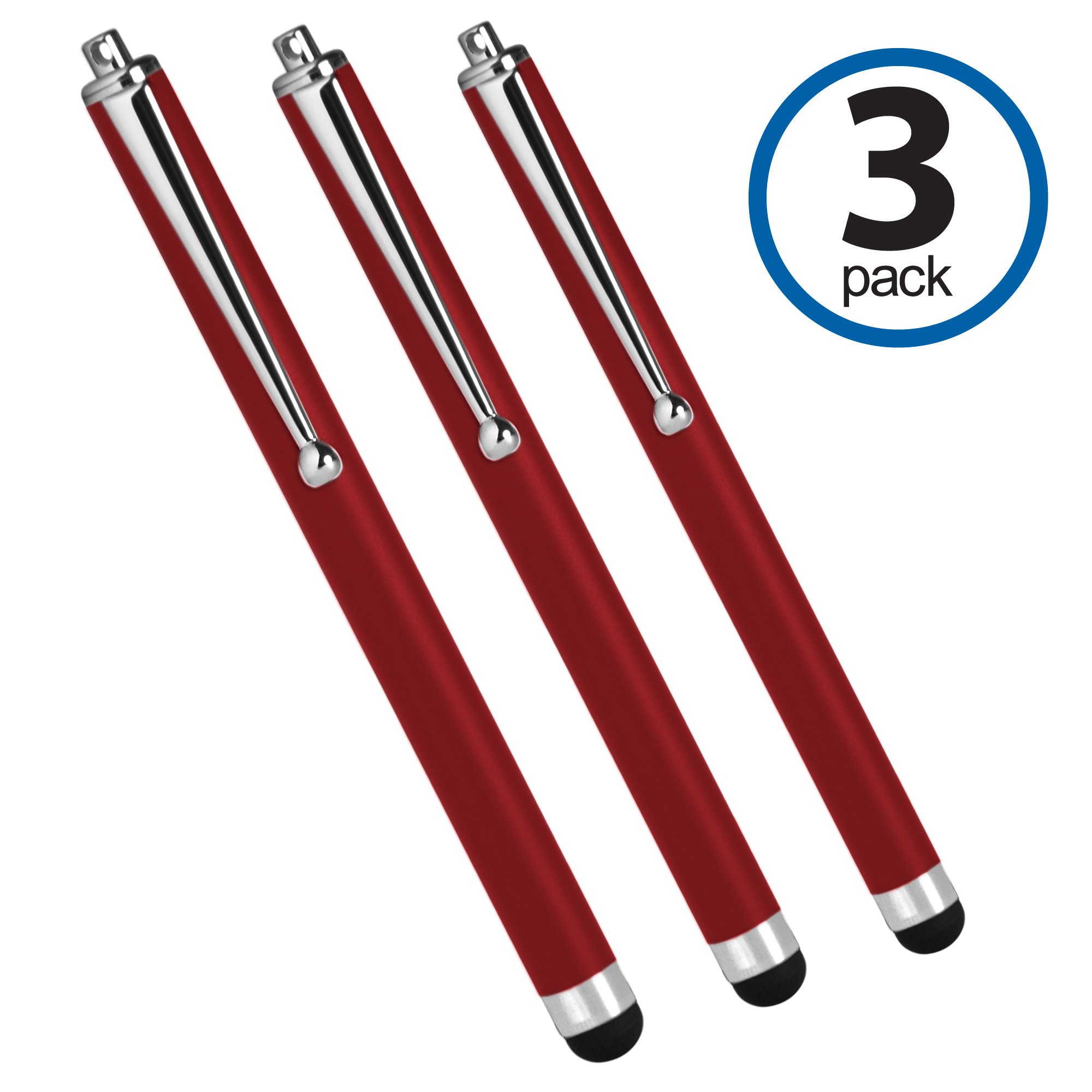 BoxWave Stylus Pen 3-Pack for Carlson Surveyor 2 - Precision Capacitive Stylus with Soft Tip (Crimson Red) - Perfect for Drawing, Note-Taking & Touchscreen Devices