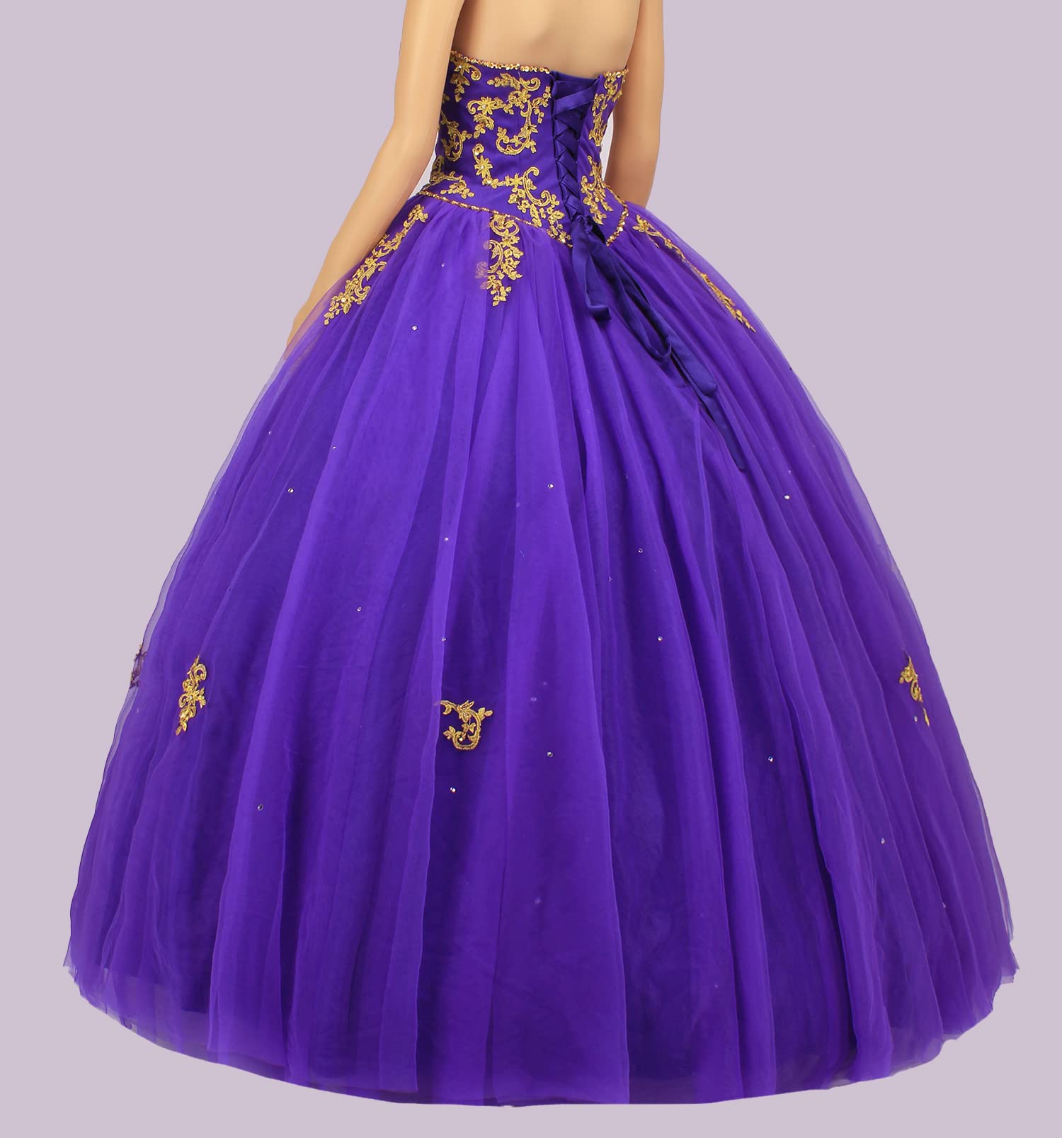 Elegant Gold Lace Quinceañera Dress - Ball Gown Prom Party Evening Dress for Sweet 16, Debutante, Wedding & Special Occasions