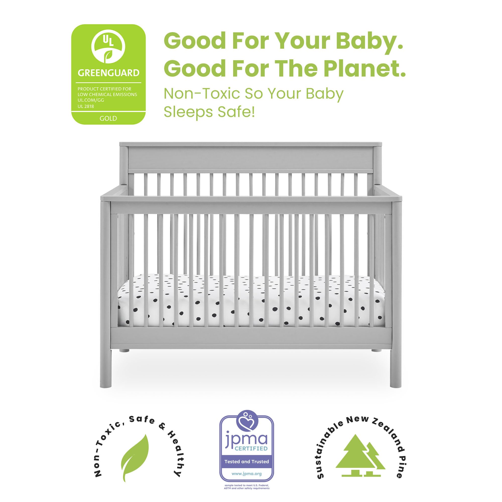 Delta Children 6-in-1 Convertible Crib - Grey | Nursery Bedroom Furniture | Baby Crib to Toddler Bed, Daybed & Full-Size Bed Conversion | Safe & Durable for Newborn to Teen Years