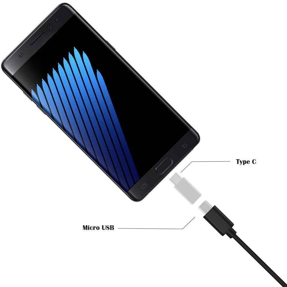2-Pack Micro USB to USB C Adapter - USB Type C Male to Micro USB Female Converter - Compatible with Samsung Galaxy, Huawei, Type-C Phones & Tablets - White - Perfect for Charging & Data Transfer