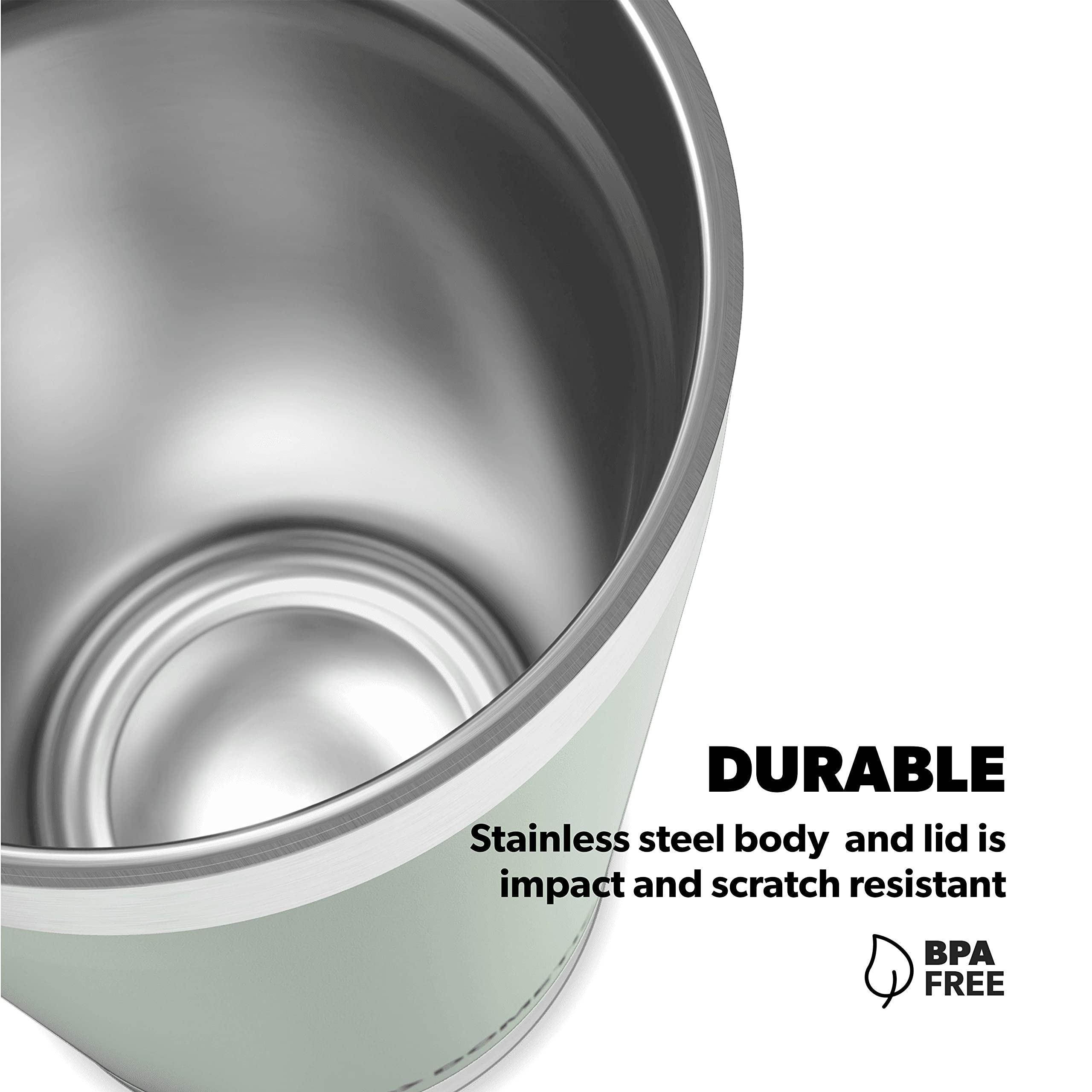 DOMETIC Stainless Steel Vacuum Insulated Thermo Tumbler - 10oz Moss Green with Splash-Proof Press-Fit Lid | Hot & Cold Drink Travel Mug for Office, Gym, Hiking & Outdoor Activities
