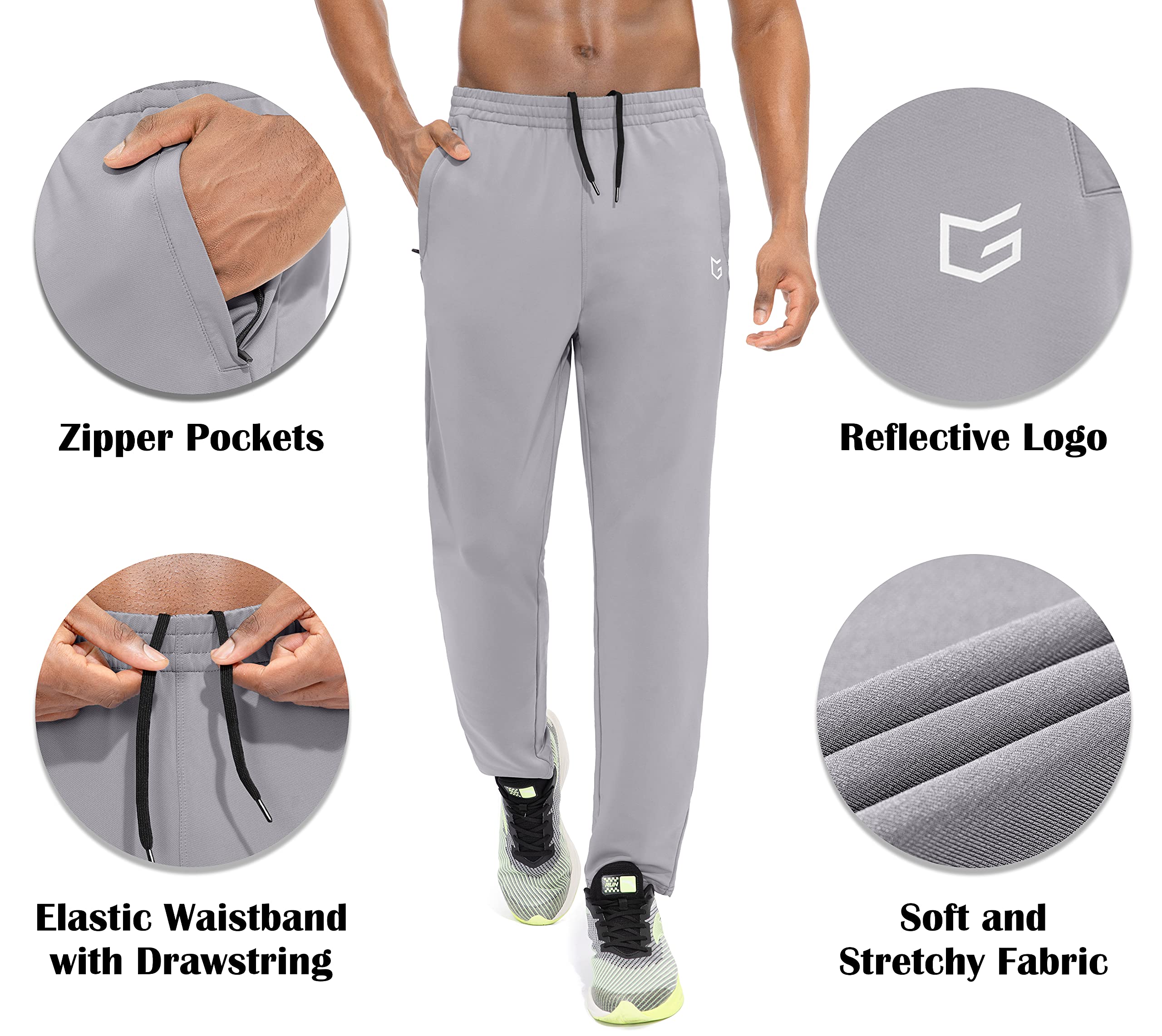 Men's Slim Fit Tapered Sweatpants with Zipper Pockets - Athletic Track Pants for Running, Gym Workout & Exercise | Comfortable Casual Wear for Jogging, Training & Lounge