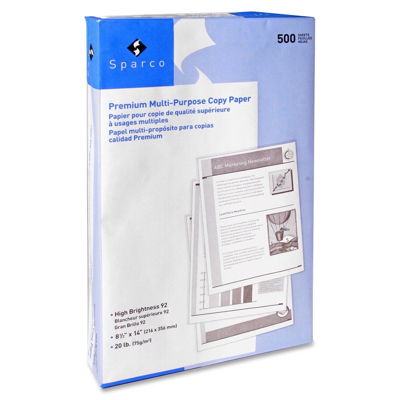 Sparco Multipurpose Copy Paper - 5000 Sheets, 20 lb, 8.5 x 11 Inches, White - Ideal for Office Printing, School Projects, and Home Use