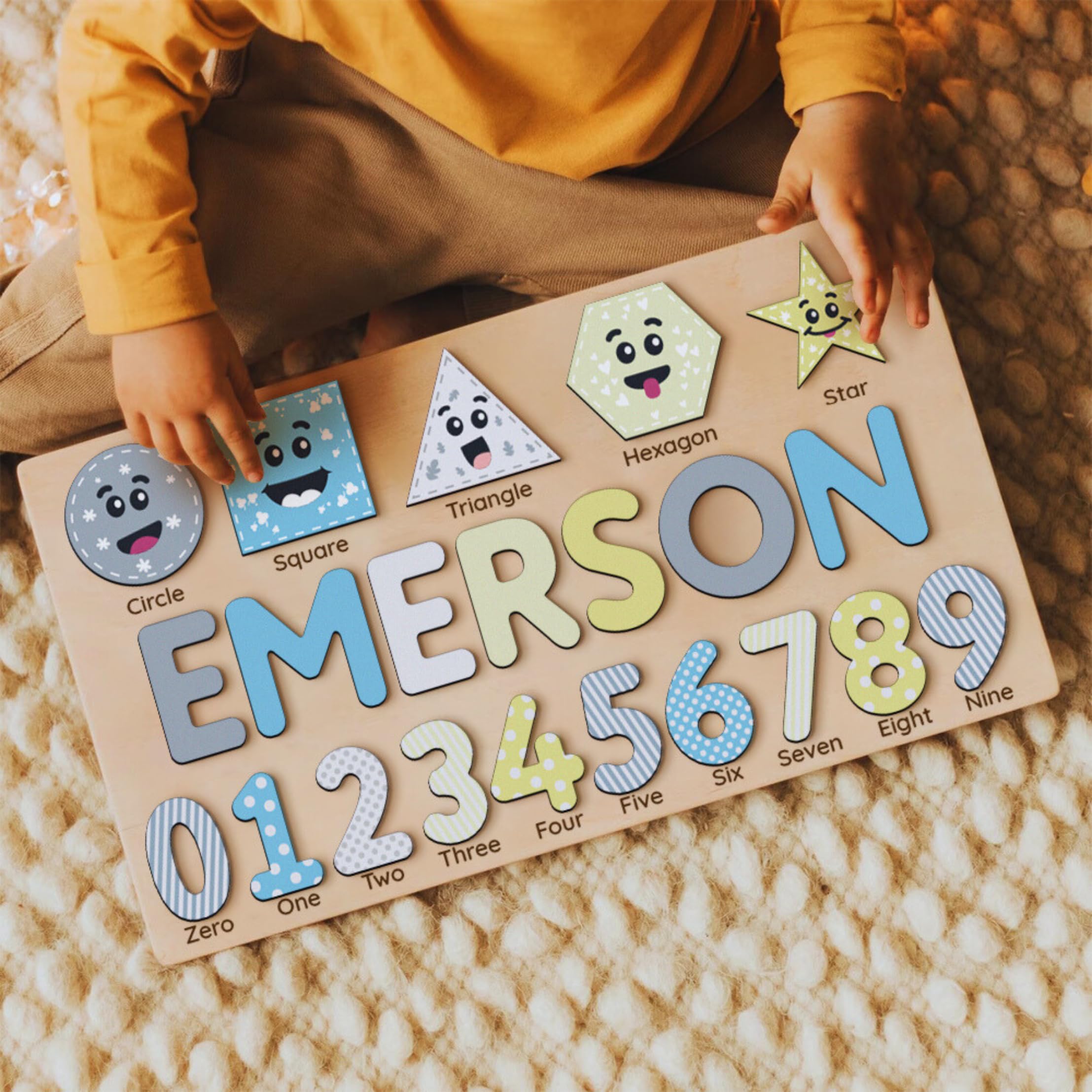 Personalized Wooden Number Puzzle - Montessori Learning Toy for Kids, Custom Name Puzzle, Educational Birthday & Christmas Gift for Toddlers & Boys - Perfect for Homeschooling & Preschool Math Activities