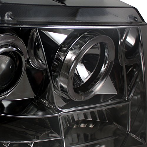 AKKON Smoked Halo LED Projector Headlights & Dark Red Tail Lights for Chevy Avalanche - Replacement Headlamps with Halo Rings for Improved Night Visibility
