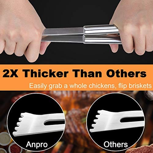 Anpro 21-Piece Stainless Steel Grill Set - BBQ Tools & Accessories Kit for Smoking, Camping & Kitchen - Perfect Grilling Gifts for Father's Day & Outdoor Cooking