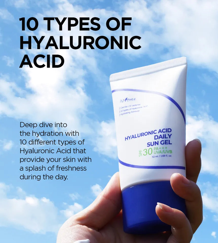 Isntree Hyaluronic Acid Daily Sun Gel SPF 50ml - Hydrating Sunscreen for Face with Hyaluronic Acid | Perfect for Daily UV Protection & Skincare Routine