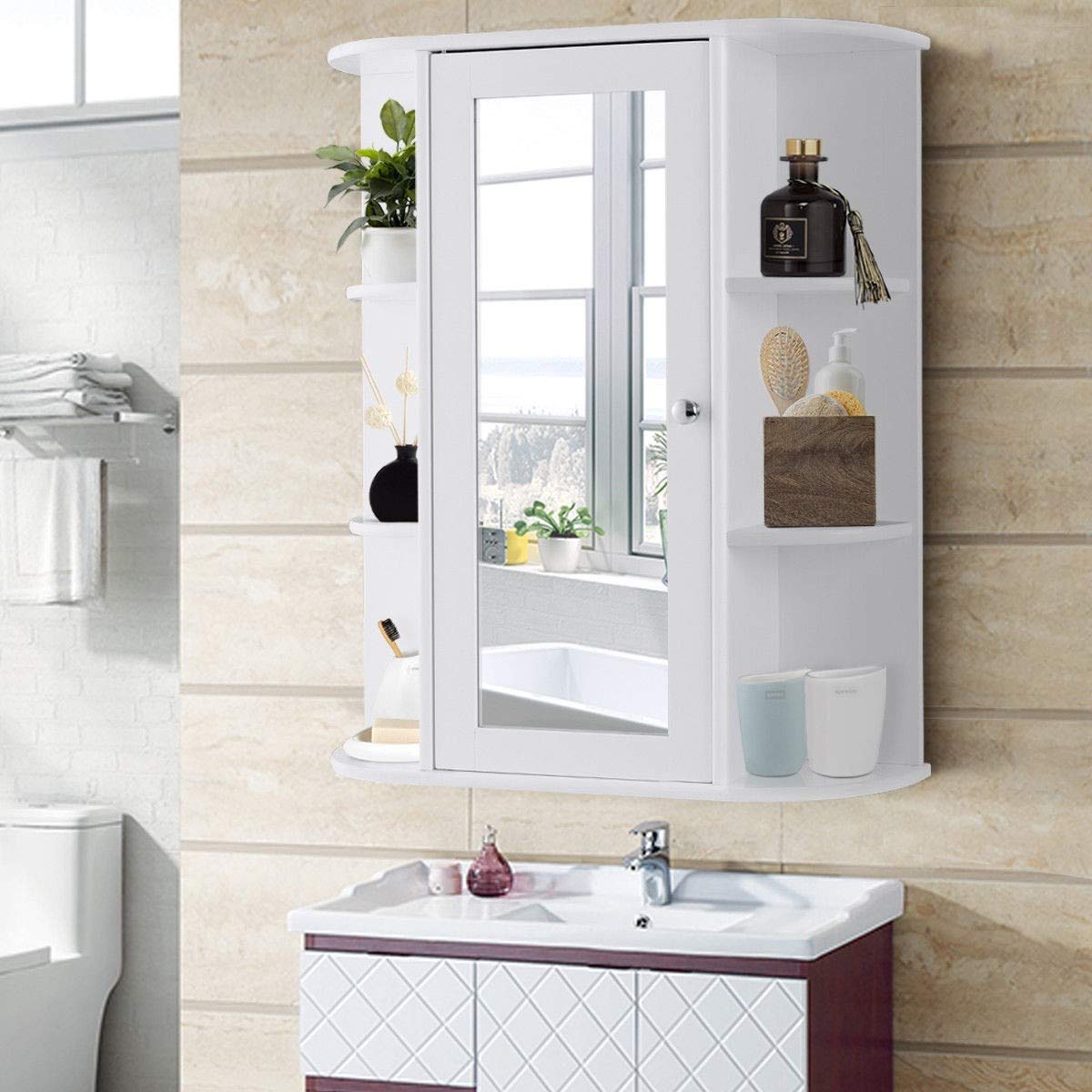 Wall Mount Bathroom Medicine Cabinet with Glass Door - 6.5