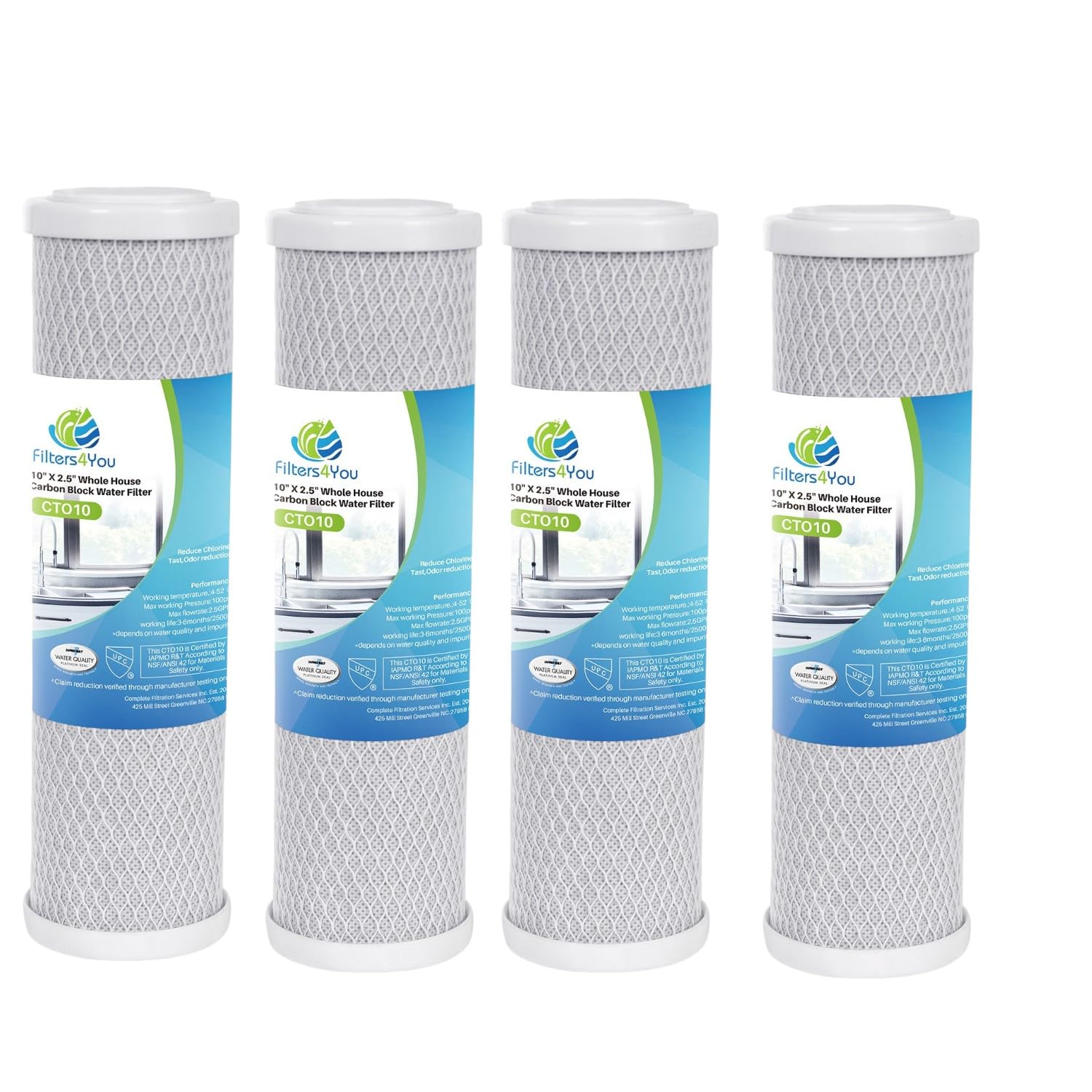 4 Pack Carbon Water Filter Cartridges for 1019084 RV Models - 5 Micron Whole House Replacement Filters - Remove Bad Taste & Odor - Compatible with CFS Systems - Perfect for RV, Camping & Home Water Filtration