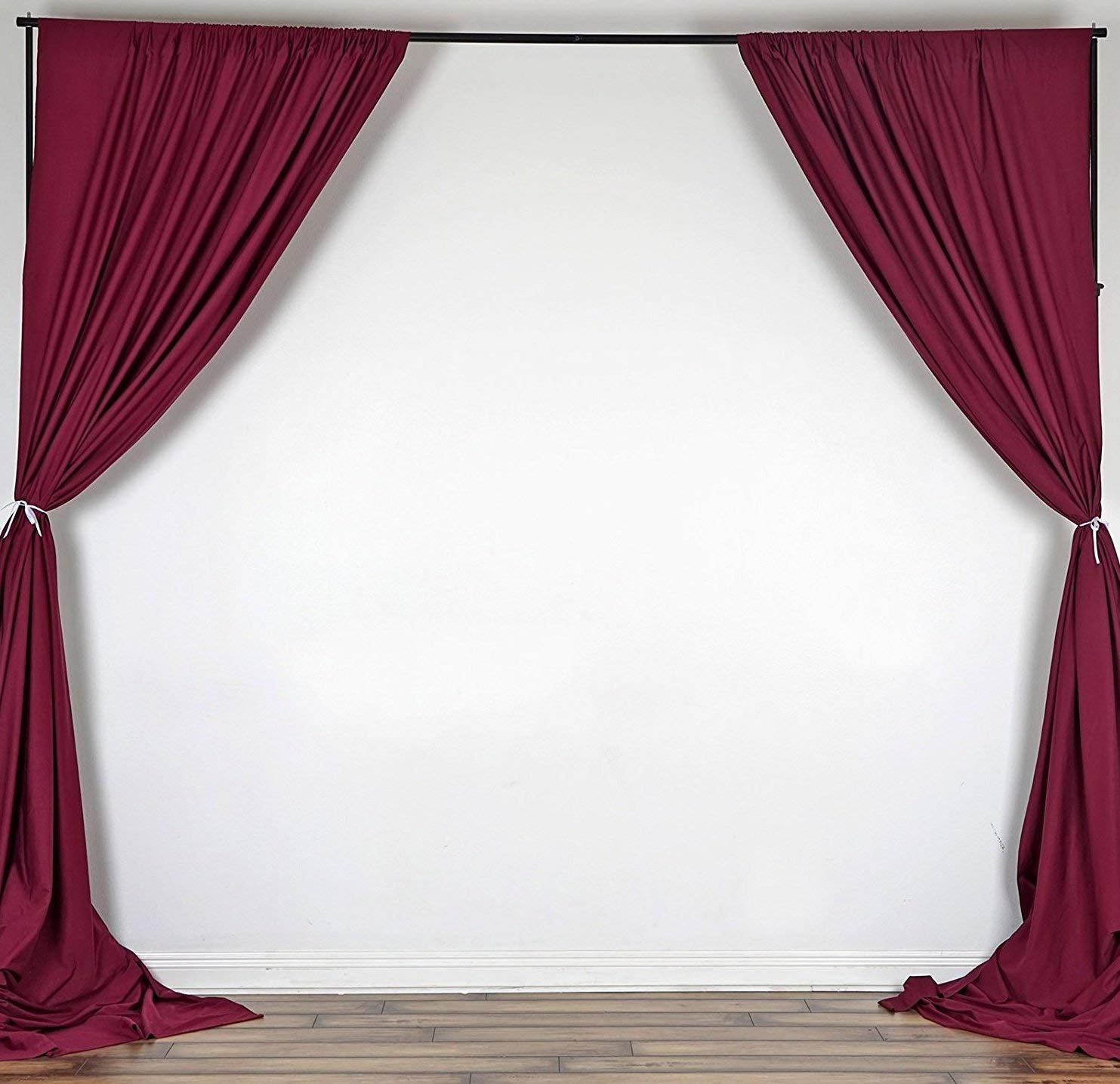Luvfabrics 2-Pack Burgundy Polyester Curtain Panels 5ft Wide x 10ft High - Wedding Backdrop, Party Decor, Home Window Treatments & Room Dividers